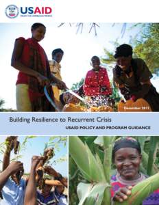 Cover photo credits: (clockwise from top) Morgana Wingard; Paul Seward/Farm Input Promotions Africa–Kenya Maize Development Program; Siaka Millogo.  Building Resilience to Recurrent Crisis