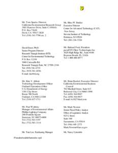 Mr. Tom Sparks, Director California Environmental Research Group 1801 Hanover Drive, Suite C[removed]P.O. Box[removed]Davis, CA[removed]Tel: ([removed]ext. 2