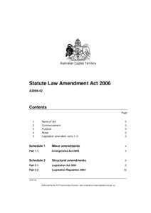 Australian Capital Territory  Statute Law Amendment Act 2006 A2006-42  Contents