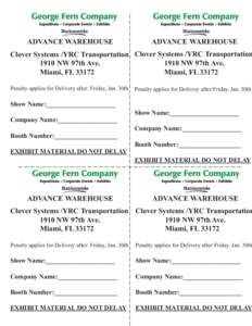 ADVANCE WAREHOUSE  ADVANCE WAREHOUSE Clover Systems /YRC Transportation Clover Systems /YRC Transportation 		 1910 NW 97th Ave.