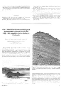 Ula Point will provide important stratigraphic and faunal data concerning the Late Cretaceous history of the James Ross basin. This research was supported by National Science Foundation grant DPPReferences