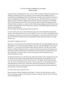 The First Two Pages of Medallion of the Undead Anthony Rudzki I joined the Fantasy_Writing group on Yahoo in June ofI had always thought about writing and the challenge of putting pen to paper and producing a nove