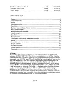Establishment Inspection Report