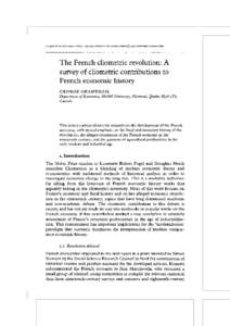 The French cliometric revolution: A survey of cliometric contributions to French economic history