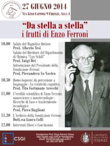 27 GIUGNOVIA GINO CAPPONI 9 FIRENZE, AULA 4 “Da stella a stella” i frutti di Enzo Ferroni