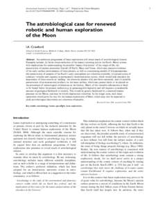 International Journal of Astrobiology, Page 1 of 7 Printed in the United Kingdom doi:S1473550406002990 f 2006 Cambridge University Press The astrobiological case for renewed robotic and human exploration of the M