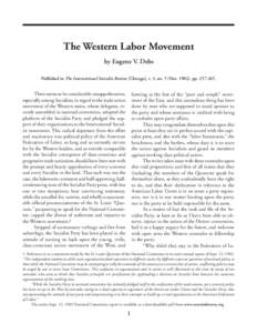 Debs: The Western Labor Movement [Nov[removed]The Western Labor Movement by Eugene V. Debs