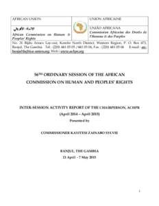 AFRICAN UNION  UNION AFRICAINE UNIÃO AFRICANA Commission Africaine des Droits de l’Homme & des Peuples