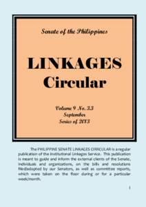 Senate of the Philippines  LINKAGES Circular Volume 9 No. 3.3 September