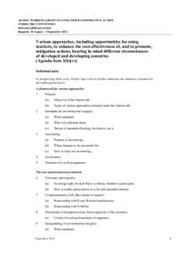 AD HOC WORKING GROUP ON LONG-TERM COOPERATIVE ACTION UNDER THE CONVENTION Informal additional session Bangkok, 30 August – 5 September[removed]Various approaches, including opportunities for using