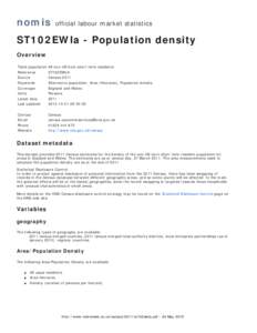 nomis  official labour market statistics ST102EWla - Population density Overview