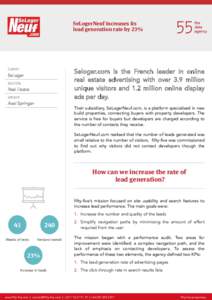 SeLogerNeuf increases its lead generation rate by 23% CLIENT:  Seloger.com is the French leader in online