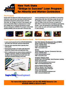 New York State “Bridge to Success” Loan Program for M W B E S for Minority and Women Contractors