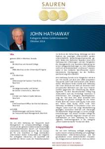 JOHN HATHAWAY Kategorie: Aktien Goldminenwerte Oktober 2014 l  Vita