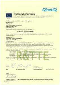 QinetiQ STATEMENT OF OPINION NOTIFIED BODY No 0191