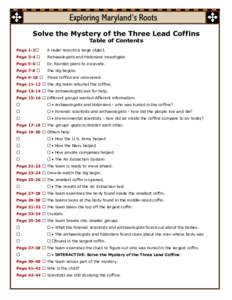 Solve the Mystery of the Three Lead Coffins Table of Contents Page 1-2  A radar records a large object.