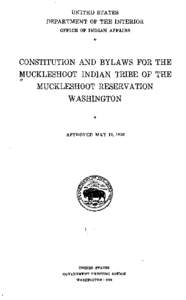 Constitution and Bylaws for the Muckleshoot Indian Tribe of the Muckleshoot Reservation