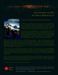 ART EXHIBIT:  Meditations on Tibet July 29-October 26, 2012 Peju Winery, Rutherford, CA