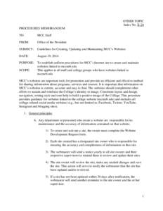 OTHER TOPIC Index No. X-24 PROCEDURES MEMORANDUM TO:  MCC Staff