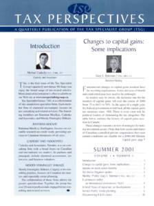 A QUARTERLY PUBLICATION OF THE TAX SPECIALIST GROUP (TSG)  Introduction Michael Cadesky FeAt