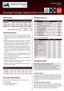 MONTHLY REPORT June 2014 ESTArmytage Strategic Opportunities Fund Performance