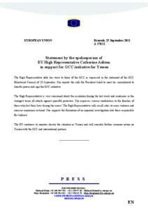 EUROPEAN UNION  Brussels, 25 September 2011 A[removed]Statement by the spokesperson of
