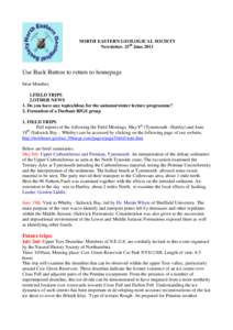 NORTH EASTERN GEOLOGICAL SOCIETY Newsletter. 25th June 2011