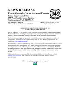 Microsoft Word - Forest Service Encourages Public to Submit Project Proposals.doc