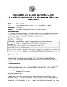 Request for City Council Committee Action from the Neighborhood and Community Relations Department Date:  March 7, 2012