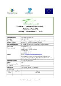 CLEAN SKY - Green Rotorcraft ITD (GRC) Publishable Report P6 (January 1st to December 31st, 2013) Grant Agreement