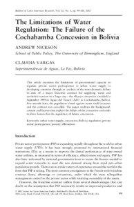 Bulletin of Latin American Research, Vol. 21, No. 1, pp. 99±120, 2002  The Limitations of Water