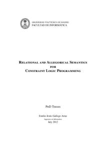 UNIVERSIDAD POLITÉCNICA DE MADRID  FACULTAD DE INFORMÁTICA Relational and Allegorical Semantics for