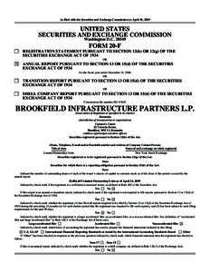 As filed with the Securities and Exchange Commission on April 30, 2009  UNITED STATES SECURITIES AND EXCHANGE COMMISSION Washington D.C[removed]