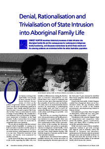 Denial, Rationalisation and Trivialisation of State Intrusion into Aboriginal Family Life O