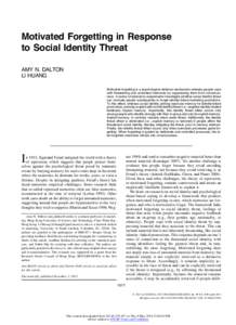 Motivated Forgetting in Response to Social Identity Threat