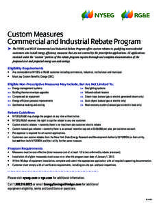 Custom Measures Commercial and Industrial Rebate Program ➤ The NYSEG and RG&E Commercial and Industrial Rebate Program offers custom rebates to qualifying nonresidential customers who install energy efficiency measures