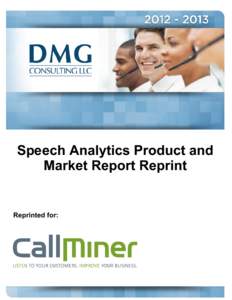 Speech Analytics Product and Market Report Reprint Reprinted for:  -1-
