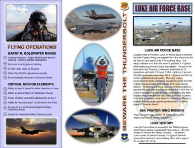 Luke Air Force Base / USAAF West Coast Training Center / 56th Fighter Wing / 56th Operations Group / 61st Fighter Squadron / 8th Fighter Wing / Air Education and Training Command / McDonnell Douglas F-15 Eagle / 21st Fighter Squadron / United States Air Force / Arizona / United States