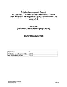 Public Assessment Report for paediatric studies submitted in accordance with Article 46 of Regulation (EC) No1901/2006, as amended  Seretide