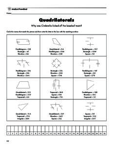 student handout Name________________________________________________________________________________________________________ Quadrilaterals Why was Cinderella kicked off the baseball team? Circle the names that match the
