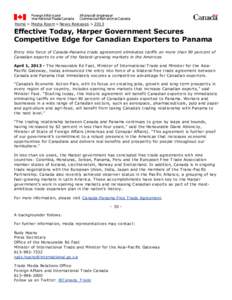 Canada–Panama Free Trade Agreement / Free trade / Tariff / Ed Fast / South Korea–United States Free Trade Agreement / Japan–Thailand Economic Partnership Agreement / Business / International relations / International trade