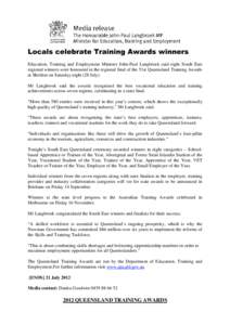 Locals celebrate training awards winners