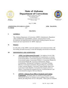 State of Alabama Department of Corrections Alabama Criminal Justice Center 301 South Ripley Street P. O. BoxMontgomery, AL