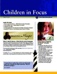 Children in Focus Volume II: Issue 1 Inside This Issue: • •