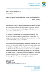 Staatliches Bauamt Amberg-Sulzbach PRESSEINFORMATION S3St2168