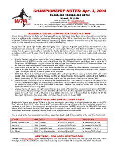 CHAMPIONSHIP NOTES: Apr. 3, 2004 $3,060,000 NASDAQ-100 OPEN Miami, FL-USA