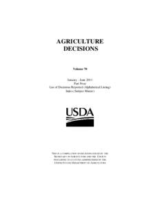 AGRICULTURE DECISIONS Volume 70  January - June 2011