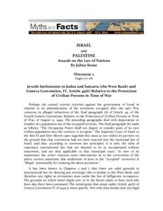 ISRAEL AND PALESTINE  Assault on the Law of Nations