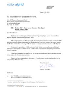 Thomas R. Teehan Senior Counsel Rhode Island January 20, 2010 VIA HAND DELIVERY & ELECTRONIC MAIL