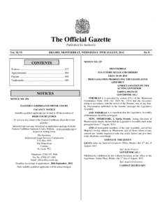 Wednesday, 29th August, 2012  The Official Gazette Published by Authority Vol. XLVI